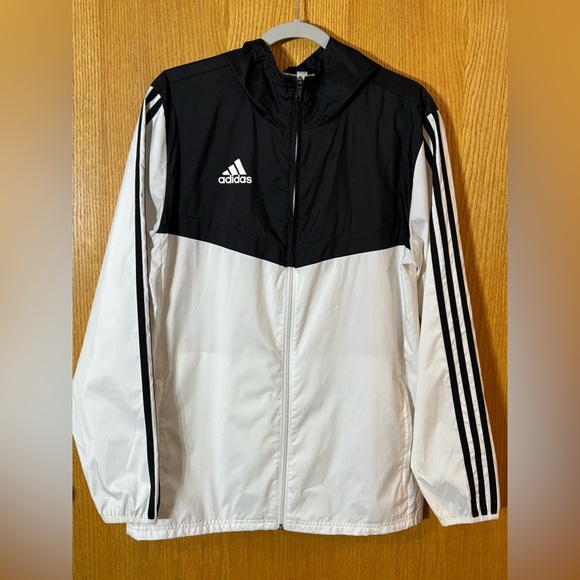 adidas Other - Adidas Black & White Hooded Windbreaker – Size Small